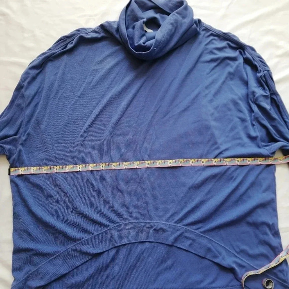 FP Free People Movement Ribbed Cowl Neck Long Sleeve Ruched Arm Periwinkle XS - Picture 14 of 16